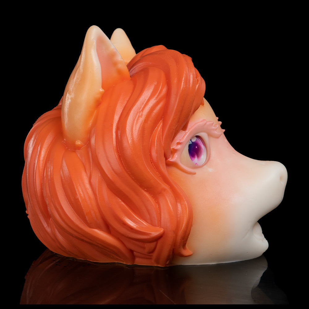 Fiery Fox-Girl Platinum Silicone Pocket Pussy - Anime Oral Masturbator with Hand-Sculpted Beast Ears