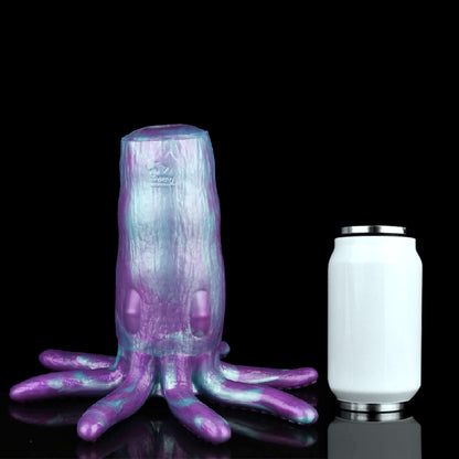 Tintenfisch Sexpuppe in Violett-Cyan mit Acht Tentakeln, Saugnäpfen & Einzelkanal – Violett-Cyan-Marmor, Vakuumpumpen-kompatibel & Platin-Silikon