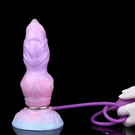 Inflatable Fantasy Dildo Silikon - Aufblasbarer Fantasy Dildo Mechanische Geometrie Vulkankrater-Saugnapf Lila Aurora