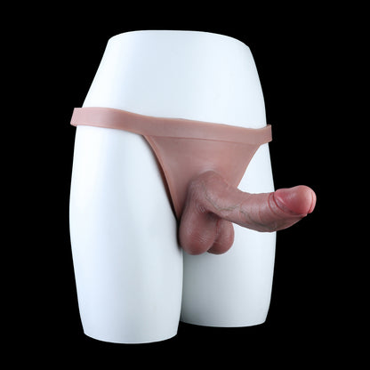 Tanga Penis Sleeve – Realistische Peniserweiterung mit Hodendetail, Venenstruktur & Hautfarbener Silikon-Tanga-Fixierung aus Platin-Silikon