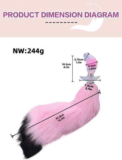 Tail Butt Plug aus Kristall-Silikon – Fox Tail Butt Plug mit abnehmbarem Fellschweif