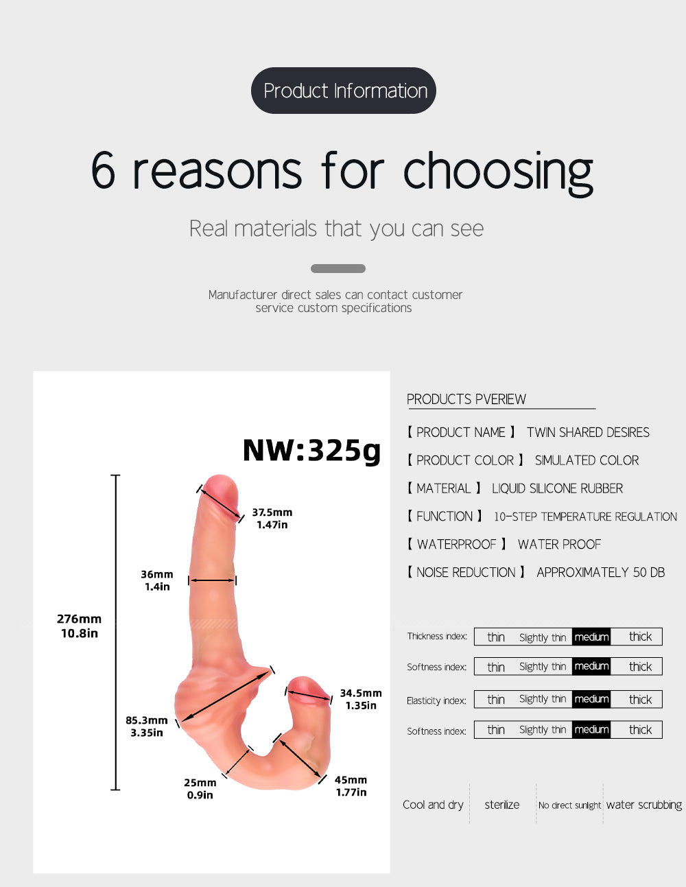 Double-Ended Dildo 42° Heating – Strapless Strap-On & Pegging | Platinum Silicone | SilikonLust