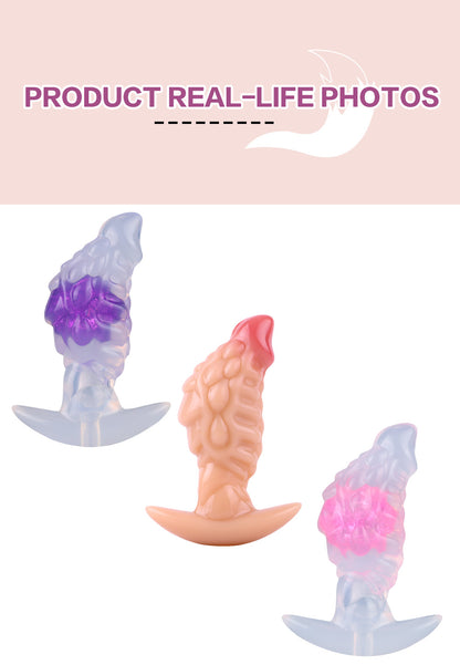 Kristalliner Dragon Scale Tail Plug | Platinum Silicone Fantasy Butt Plug mit Monster-Drachenschuppen-Textur & Spiralspitze – NNSX