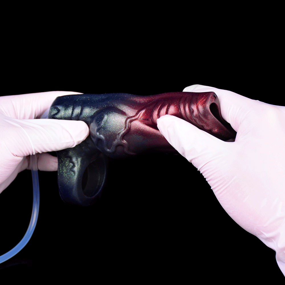 Galaktischer Alien Penis Sleeve – Zweifarbig glitzernd, mit Spritzfunktion (Größen M & L)