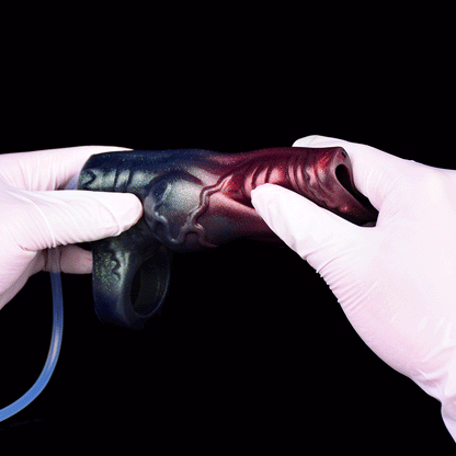Galaktischer Alien Penis Sleeve – Zweifarbig glitzernd, mit Spritzfunktion (Größen M & L)