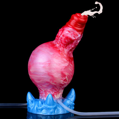 Fantasy Dildo Blutrot & Spritzend – Squirting Beast Dildo mit Mehrblättrigem Kopf, Riesigem Kugelknoten
