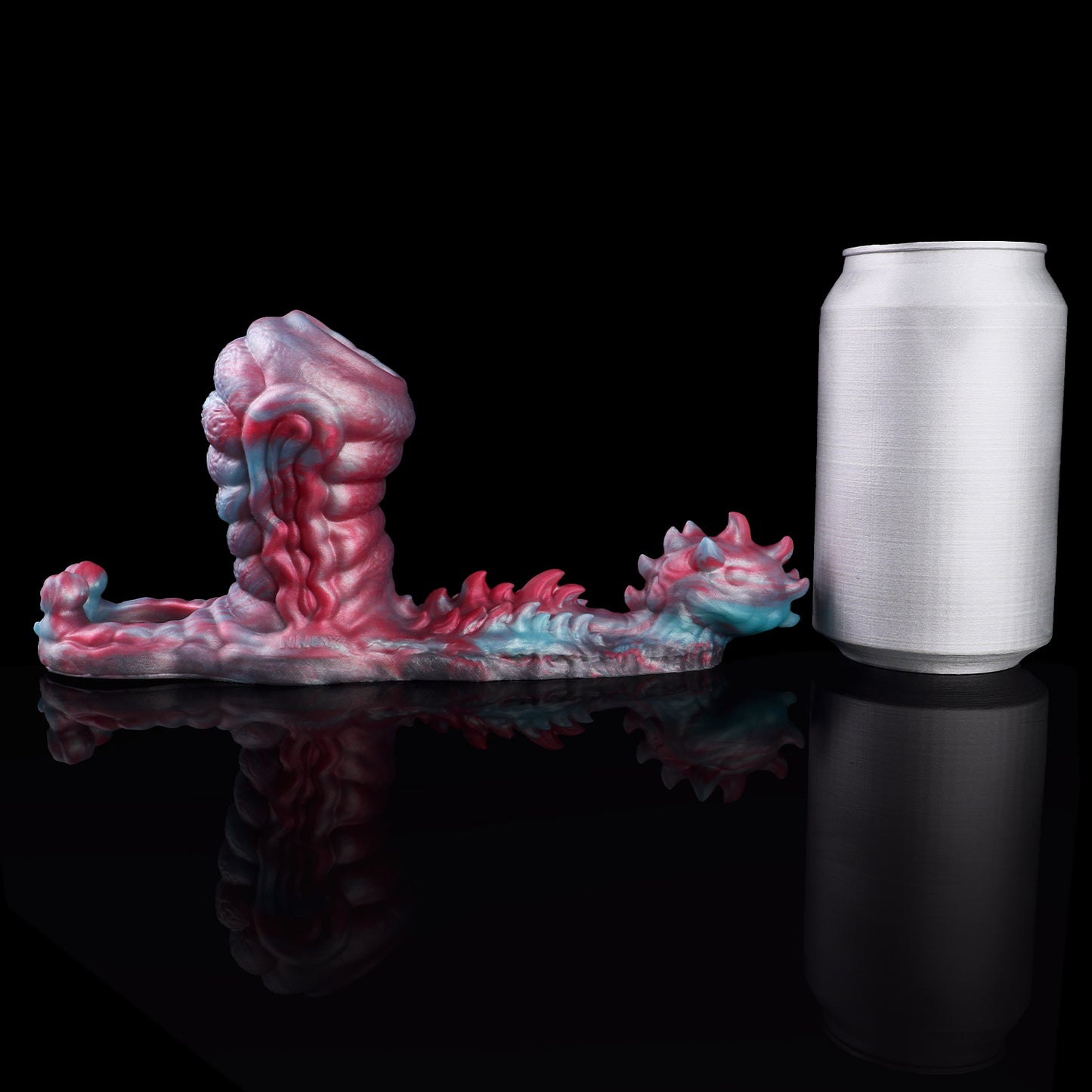 Mystisches Alien Penis Sleeve im Rot-Blau-Marmor-Design – Mit Verzögerungsring & genopptem Stimulator für Paare