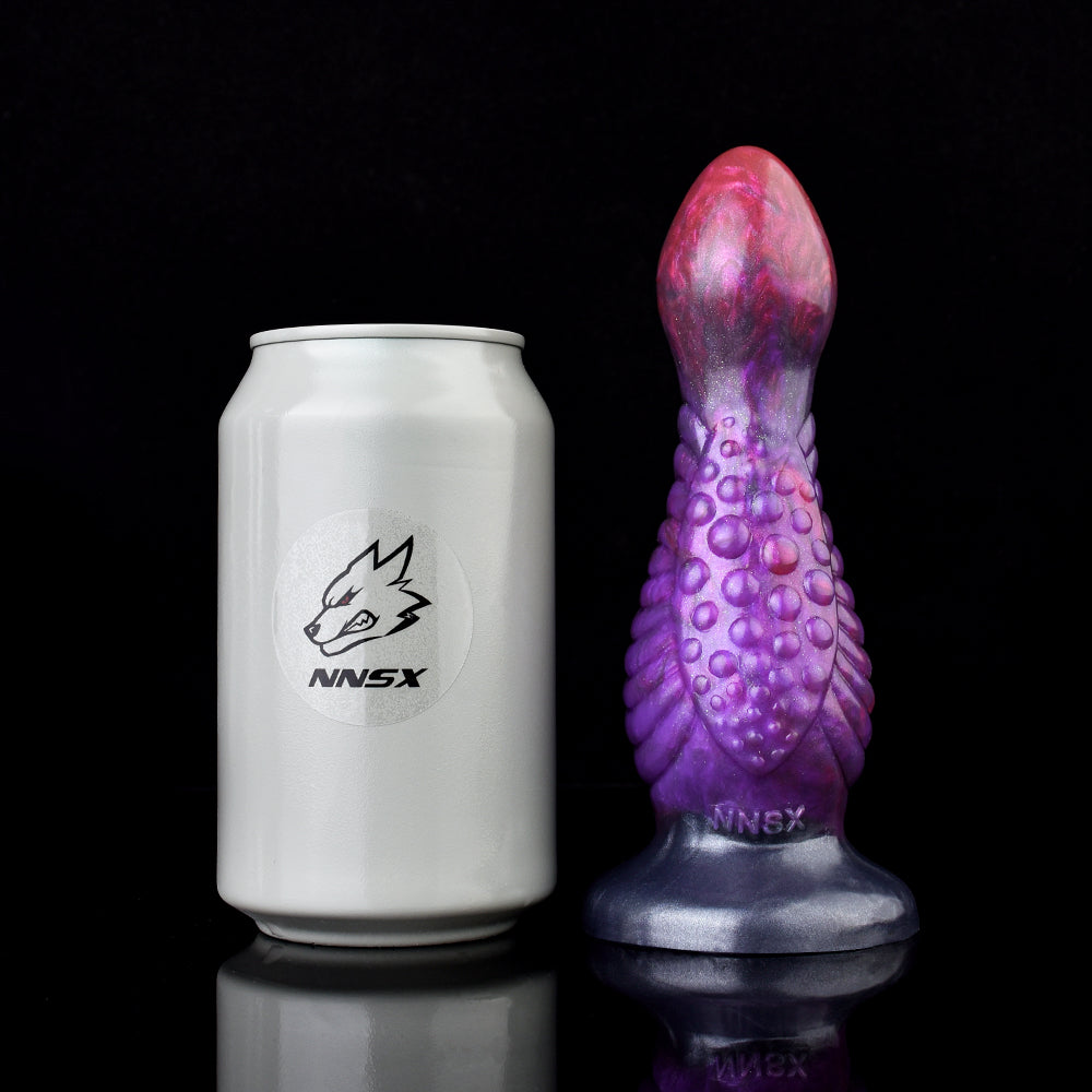 Galaktischer Alien Fantasy Dildo – Lila-Rot marmoriert mit Stimulationsnoppen & Saugnapf