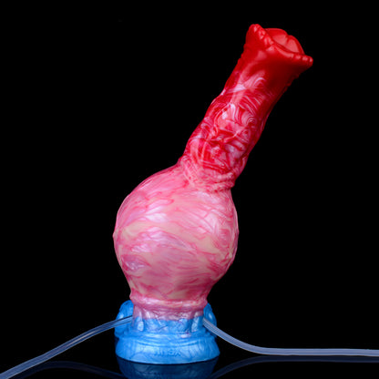 Schlangenkopf & Trägerbar Fantasy Dildo – Squirting Strap-on Dildo mit C-Kurve, Schuppensegment-Textur