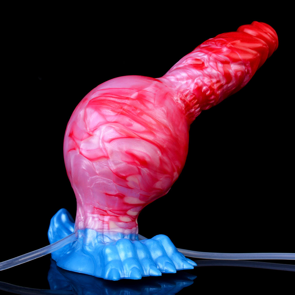 Feuerflammen Eisgletscher Fantasy Dildo - Aufblasbarer Knot Schuppentextur Injizierend for Kontrollierte Extremdehnung