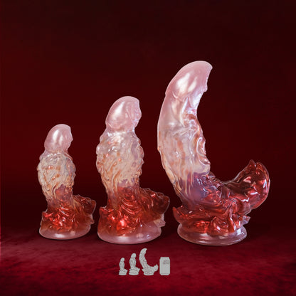 Krebs-Dildo aus der Tierkreiszeichen-Serie – Kristallrosa, Scherenkrallen-Haken & Weiche Noppen aus Platin-Silikon (XS/S/M)