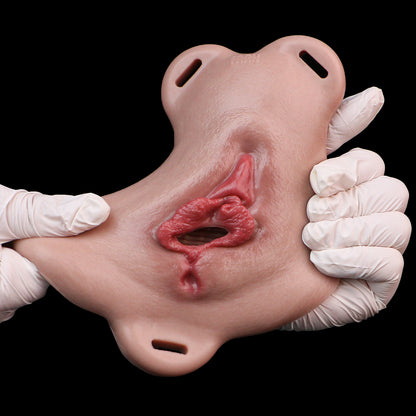 Soft Wearable Pussy Toy Platinum Silicone Sheet - Realistic Vulva Underwear for Femboy with Bionic Channel and Nylon Strap System