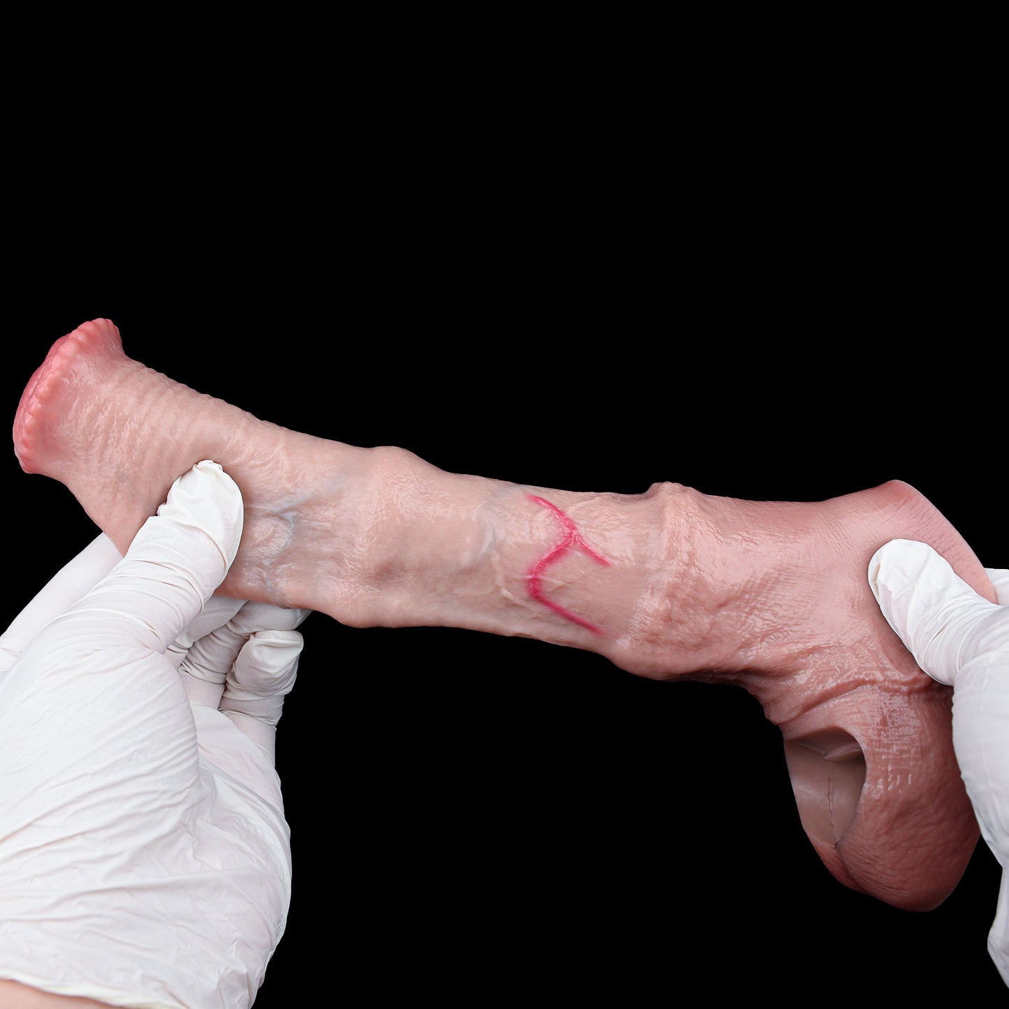 Realistic Silicone Penis Sleeve Platinum Silicone - Stretchable Textured Sleeve with 3D Vein Structure and U-Shaped Base