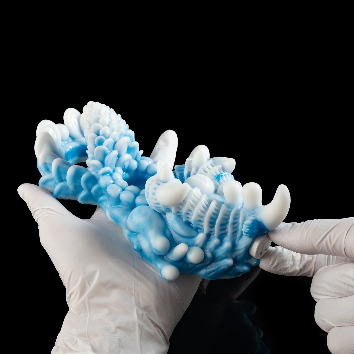 Tiefsee-Abgrund Grinding Toy – Eisblaues Platin-Silikon Sexspielzeug mit Doppelring-Funktion für Paare
