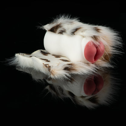 Spotted Plush Masturbator - Anatomical Dalmatian Sex Toy made of White Platinum Silicone sex toys