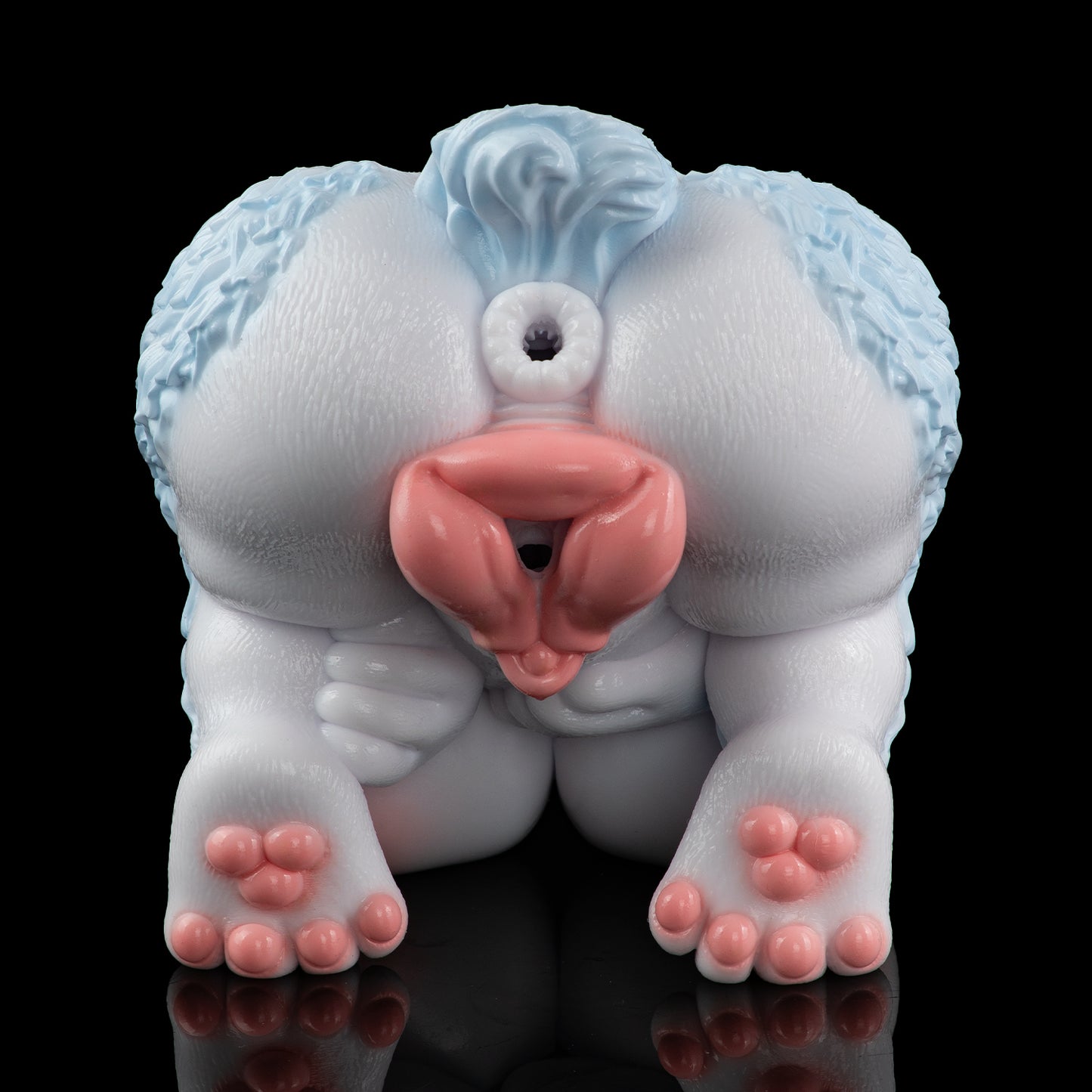 Fuchs-Furry Sexpuppe – Doppelkanal, Eisblau-Pelz & Vollbusige Silikon-Masturbator-Figur aus Platin-Silikon