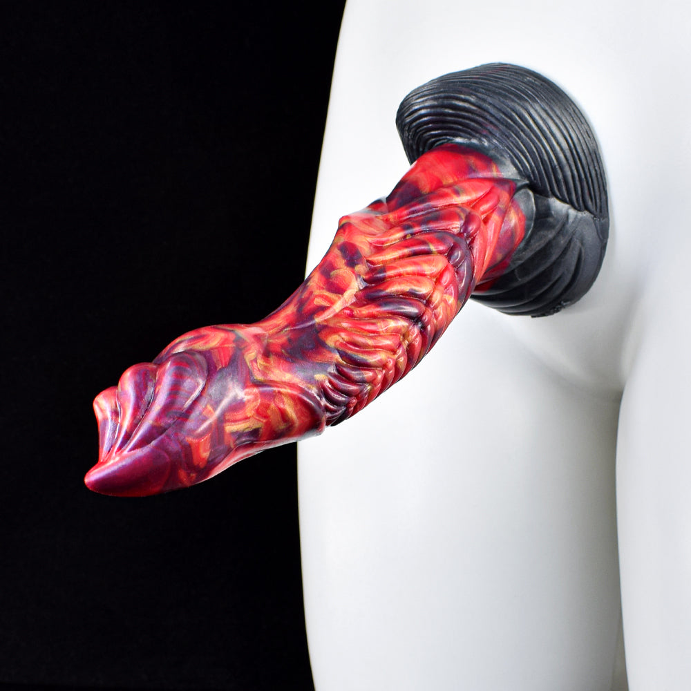 Red Devil Twisted Lava Dildo – Stable Suction Base For Hands-Free Play Perfect for Solo And Couple Sessions