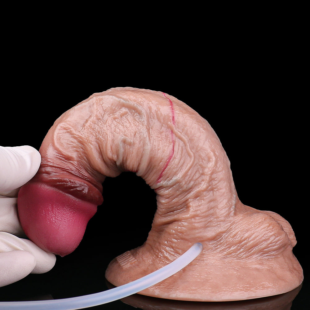 Hyper-Realistic Ejakulierender Dildo mit Handpumpe – Platin-Silikon, Realistische Struktur & Spritzfunktion