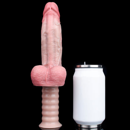 Dildo Ivory Rose – Handgespritzt, Hodensack & Saugnapf | Platin-Silikon