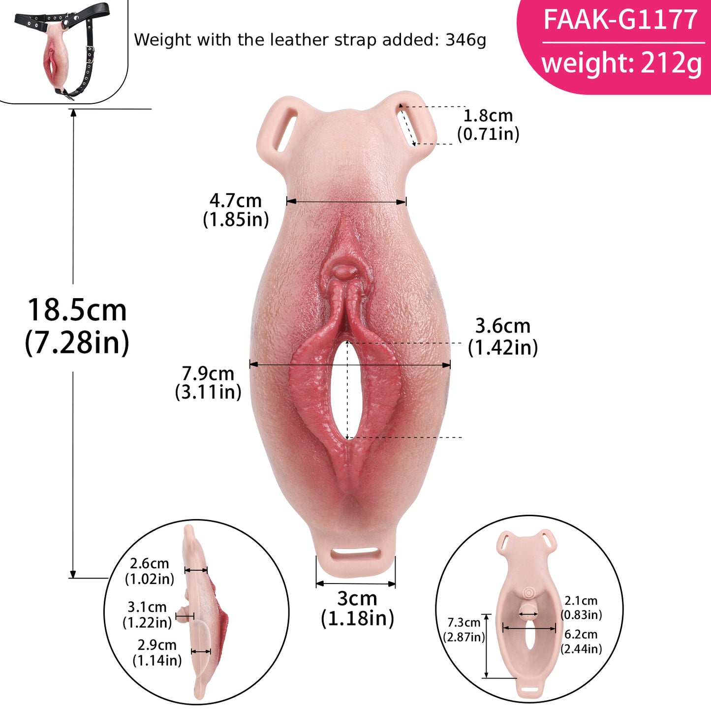 Vagina-Prothese mit gespreizten Schamlippen & Vibration – Offene Vulva, Fernbedienung & Platin-Silikon für Sie & Ihn