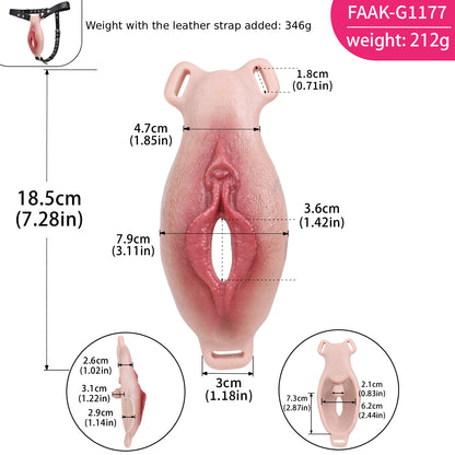 Vagina-Prothese mit gespreizten Schamlippen & Vibration – Offene Vulva, Fernbedienung & Platin-Silikon für Sie & Ihn