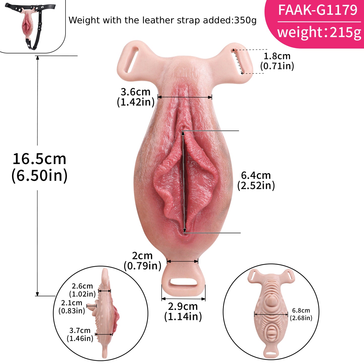 Vagina-Prothese mit Mund-Zungen-Noppe & Vibration – Realistische Vulva, Fernbedienung & Platin-Silikon für Frauen & Paare
