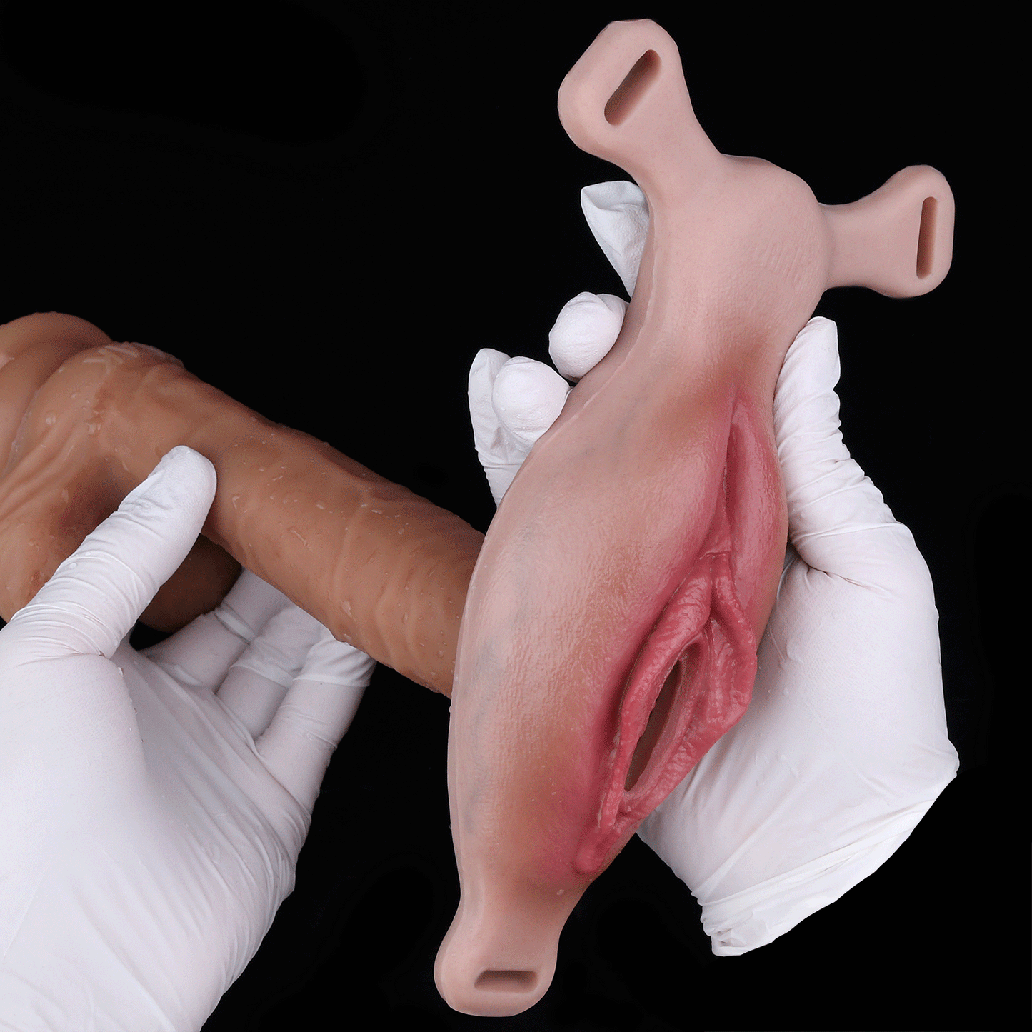 Vagina-Prothese mit Spiralnoppe & Y-Frenulum – Realistische Vulva, Vibration & Platin-Silikon für Sie, Ihn & Paare