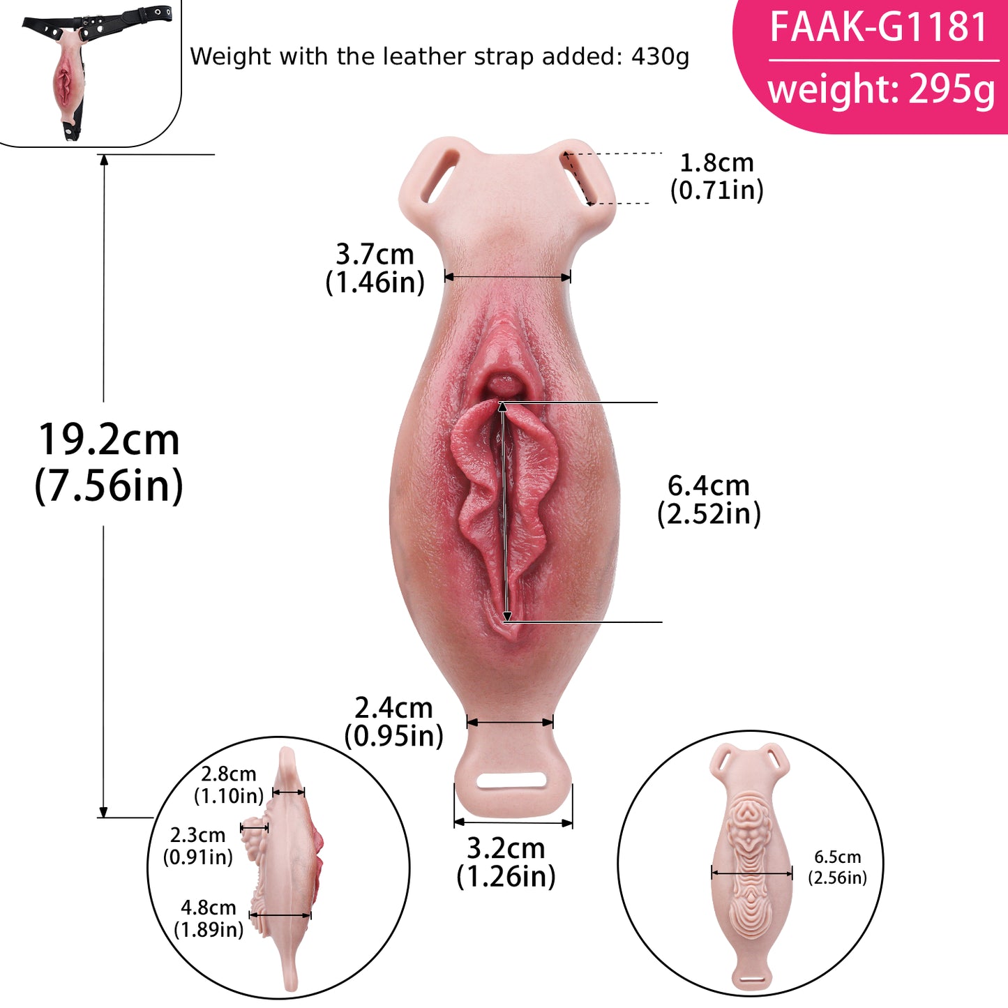 Vagina-Prothese mit Organischer Reliefstruktur & Vibration – Dunkler Hautton, Unregelmäßige Noppen & Platin-Silikon für Frauen & Paare