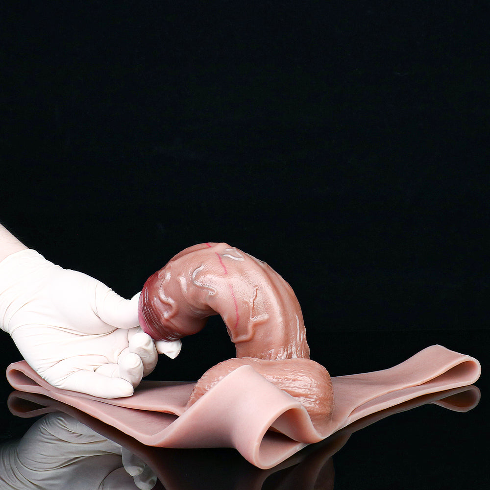 Wearable Silicone Cock Sleeve – Biomorphic Vein System, Harness Strap & Suction Cup | Platinum Silicone | SiliconeLust