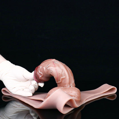 Wearable Silicone Cock Sleeve – Biomorphic Vein System, Harness Strap & Suction Cup | Platinum Silicone | SiliconeLust