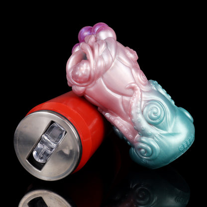Dämonenblüte Pocket Pussy mit Fleischknollen & Tentakel-Blütenlippen – Gletscherblau-Rosa-Violett, Erweiterungskammer & Platin-Silikon