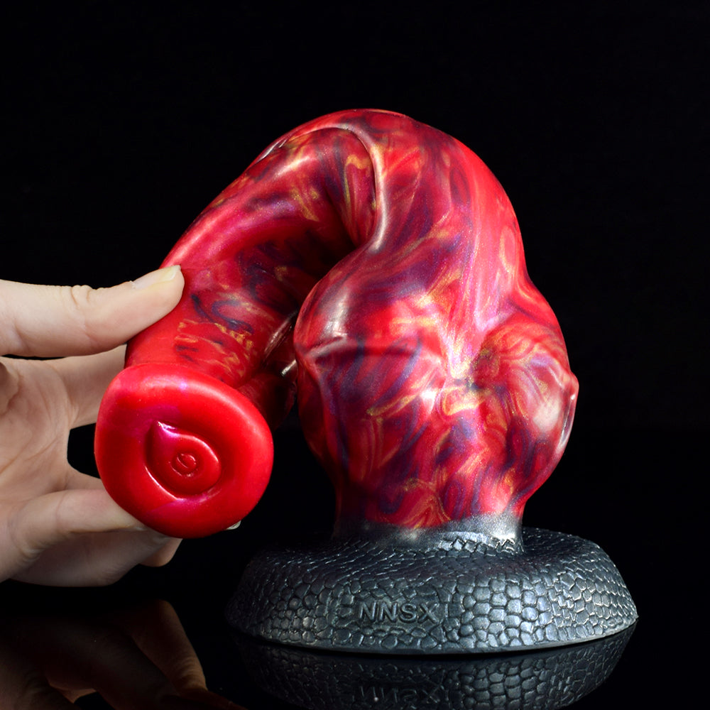 Red Devil Fantasy Dildo – Spiral Head, Suction Cup & Medical Silicone | SilikonLust