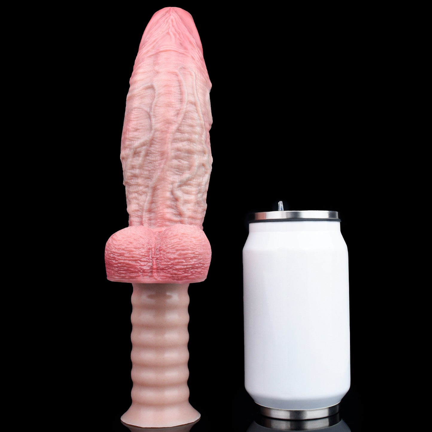 Griff-Dildo mit Saugnapf & Hoden | Platin-Flüssigsilikon | Anatomisch