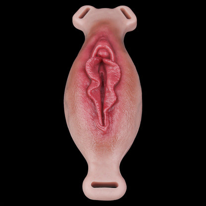 Vagina-Prothese mit Organischer Reliefstruktur & Vibration – Dunkler Hautton, Unregelmäßige Noppen & Platin-Silikon für Frauen & Paare