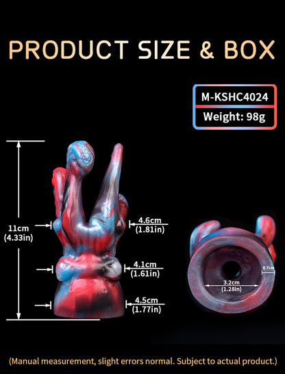 Tentacle Silicone Mouth Gag – Fantasy Silicone Mouth Plug mit Harnais-Lederband und Goldenen Beschlägen