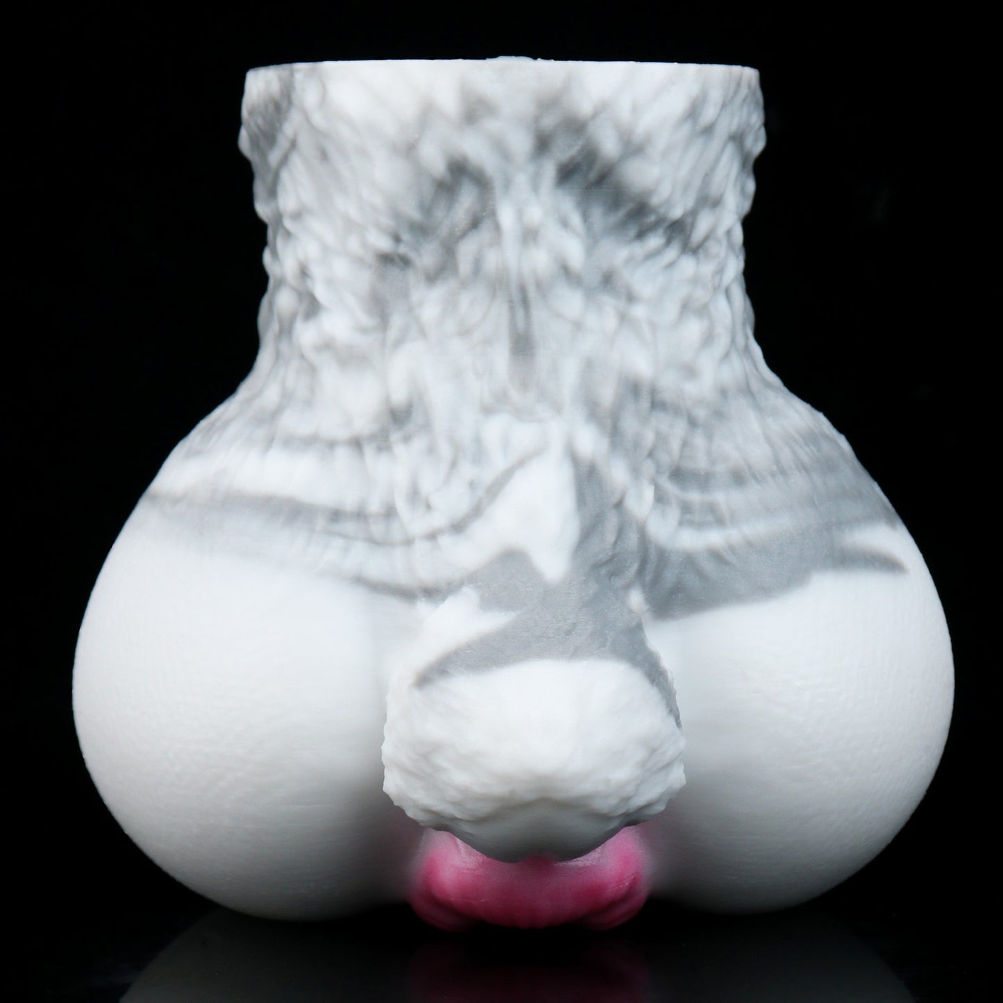 Pocket Pussy Weißer Hase – Doppelkanal (Vaginal + Anal), Fellstruktur-Außenhaut & Rosenrosa-Öffnungen aus Platin-Silikon