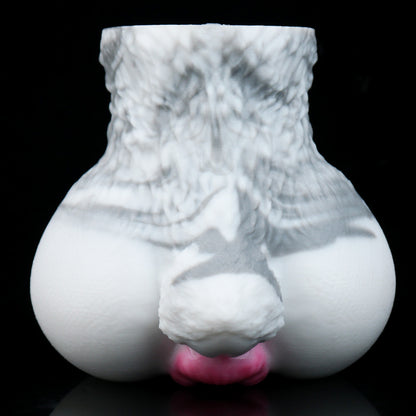 Pocket Pussy Weißer Hase – Doppelkanal (Vaginal + Anal), Fellstruktur-Außenhaut & Rosenrosa-Öffnungen aus Platin-Silikon