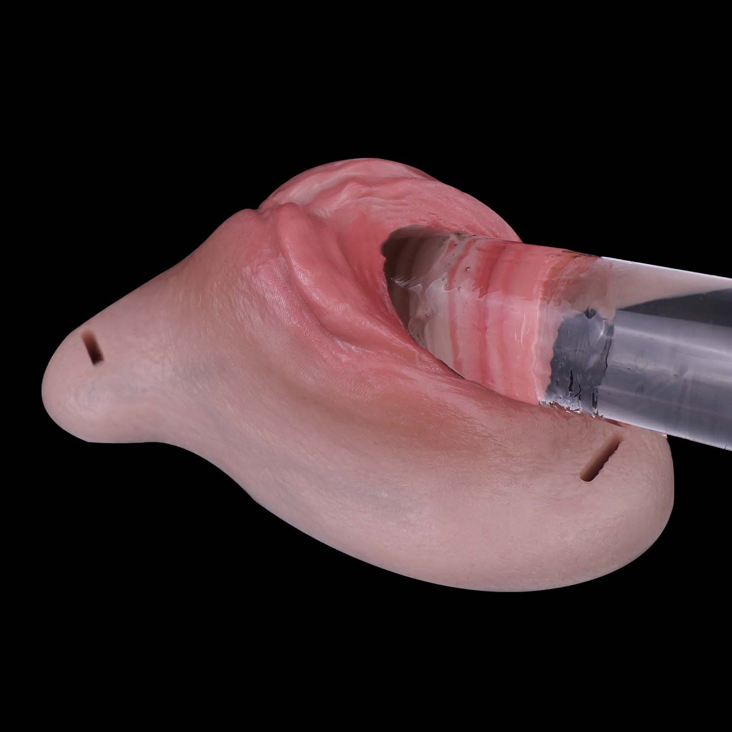 Silikon-Pussy-Panties mit offenen Schamlippen & Lederriemen | Ultimatives Transgender Vaginal-Gaff für intime Rollenspiele