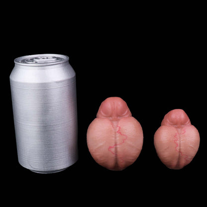 Realistischer Butt Plug im Hautton – Anatomischer Kugel-Analplug mit Hoden, Edelstahlkette & Lederband für Anfänger und BDSM-Spiele