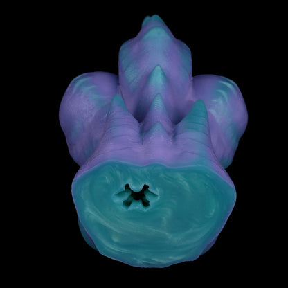 Drachen-Torso Sexpuppe – Lavendelviolett & Cyan, Stachel-Drachenschwanz, Dunkelroter Eingang & Einzelkanal aus Platin-Silikon