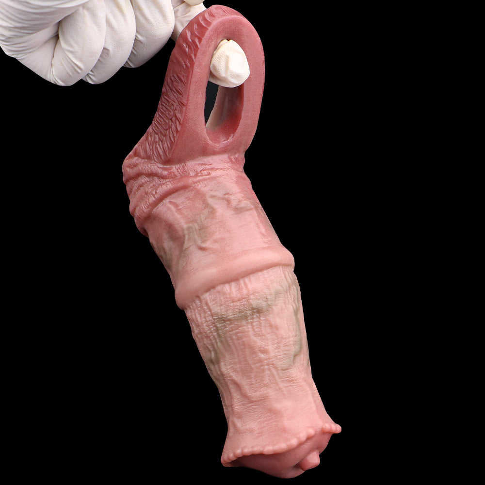 Equine Fantasy Platinum Silicone Penis Sleeve - Horse Cock Extension with Warty Glans Crown