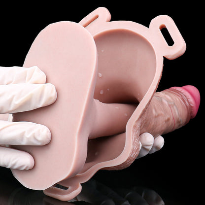 Veiny Wearable Penis Sleeve - T-Harness Scrotum Platinum Silicone SilikonLust