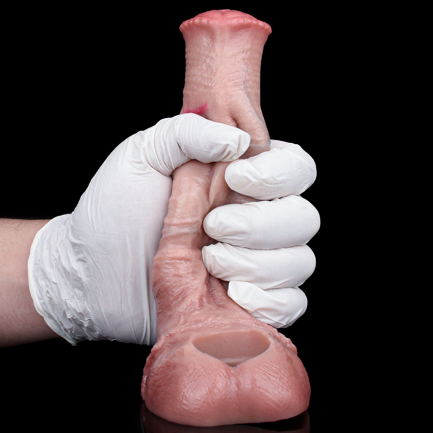 Realistic Silicone Penis Sleeve Platinum Silicone - Stretchable Textured Sleeve with 3D Vein Structure and U-Shaped Base