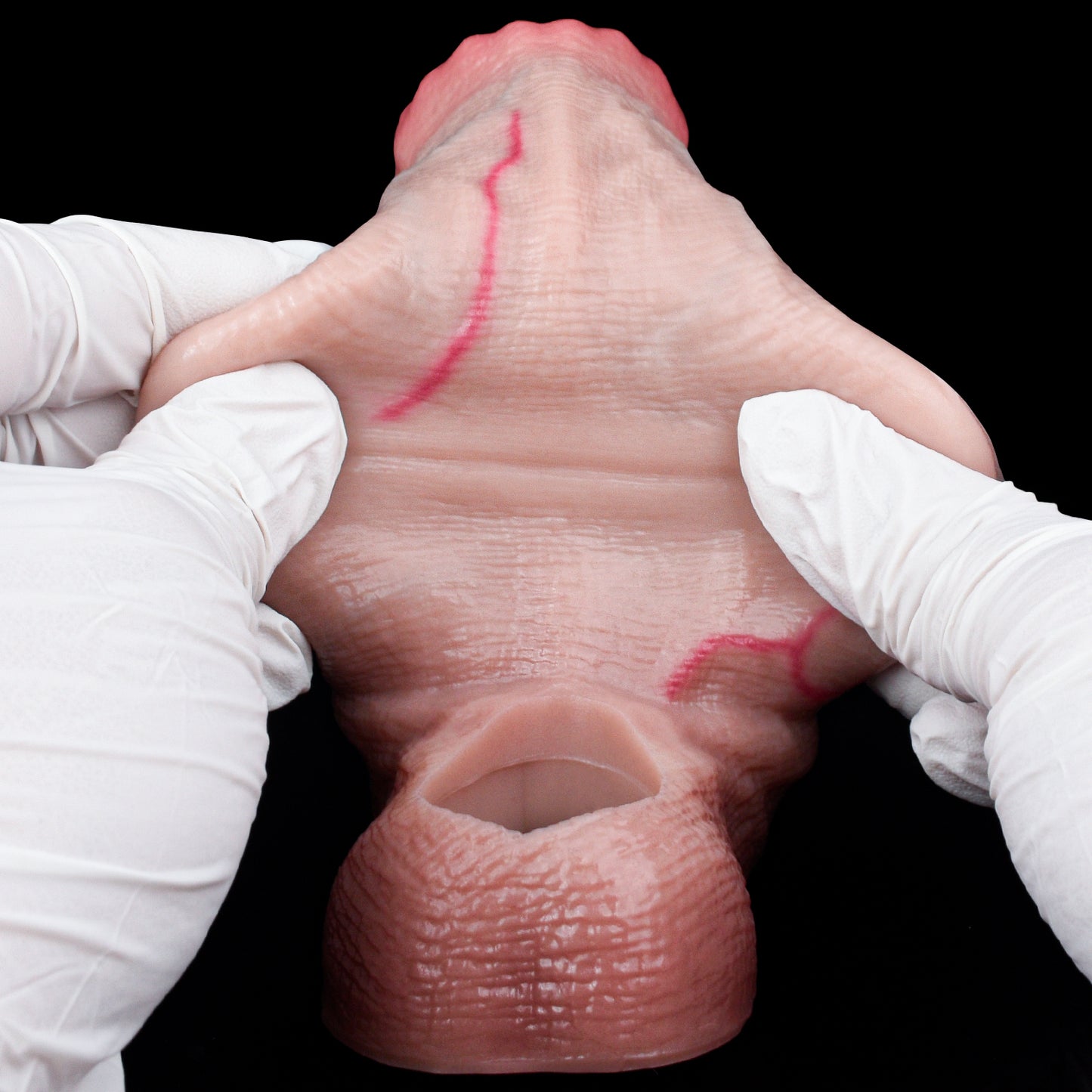 Ultra-Realistic Platinum Silicone Penis Sleeve - Anatomical Open Tip Sleeve with Pored Skin Texture and Maximum Presence