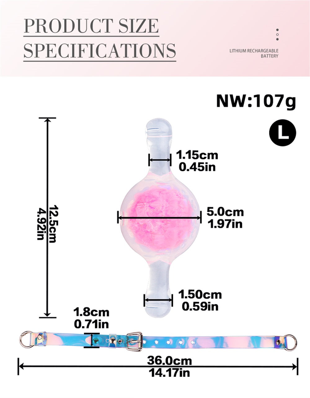 Crystal Core Ball Gag - Doppelschicht Kristall Mundknebel | Hantelform Violett Pink Platin