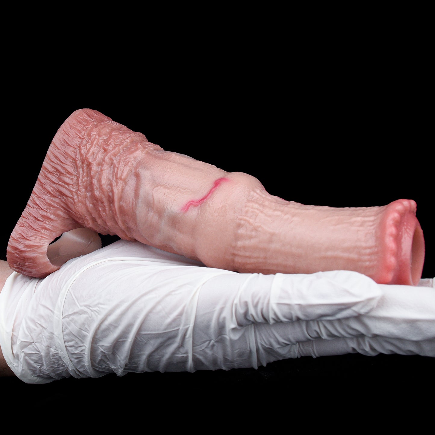 Horse Dildo Sleeve Platinum Silicone - Open-Ended Extension with Realistic Veins and Skin-to-Skin Feel