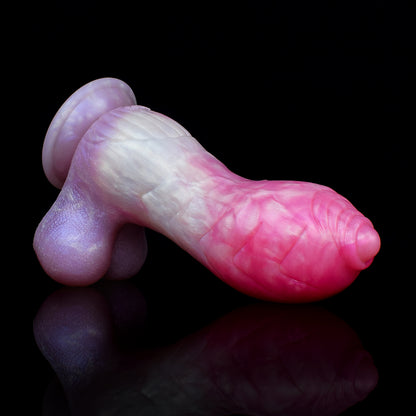 Dragon Scale Anal Dildo | Platinum Silicone Suction Cup Fantasy Dildo with Heart Base & Curved Shaft