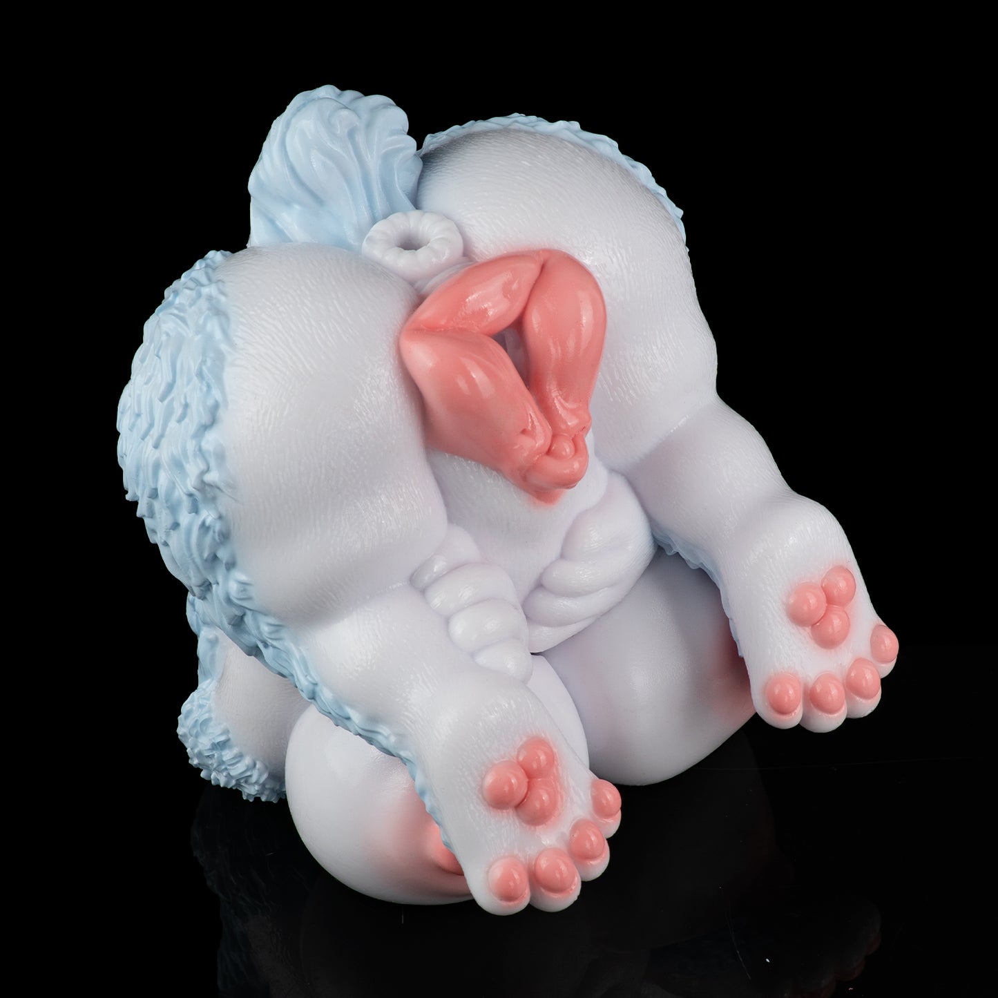 Fuchs-Furry Sexpuppe – Doppelkanal, Eisblau-Pelz & Vollbusige Silikon-Masturbator-Figur aus Platin-Silikon