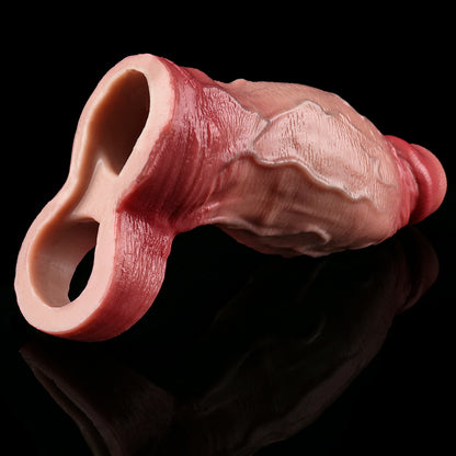 Realistische Penis Hülle mit Hodenring & Eichel-Aussparung – Silikon Sleeve in natürlicher Hautfarbe für maximale Power
