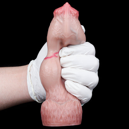 Sculptural Penis Sleeve Made of Liquid Silicone - Stretchable Silicone Sleeve with Bulge Contour and Textured Inner Channel